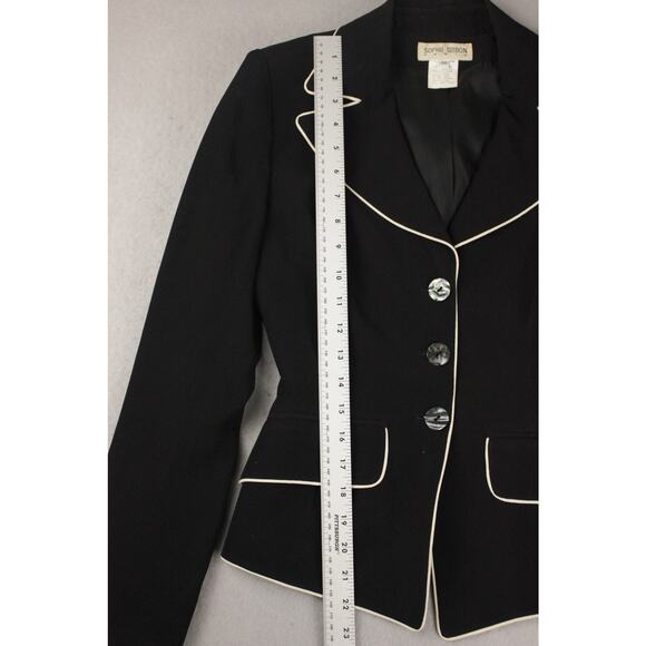 Vtg Sophie Sitbon Paris Womens Set Blazer and Vest Black White Trim Sz 36/38 - Picture 14 of 16